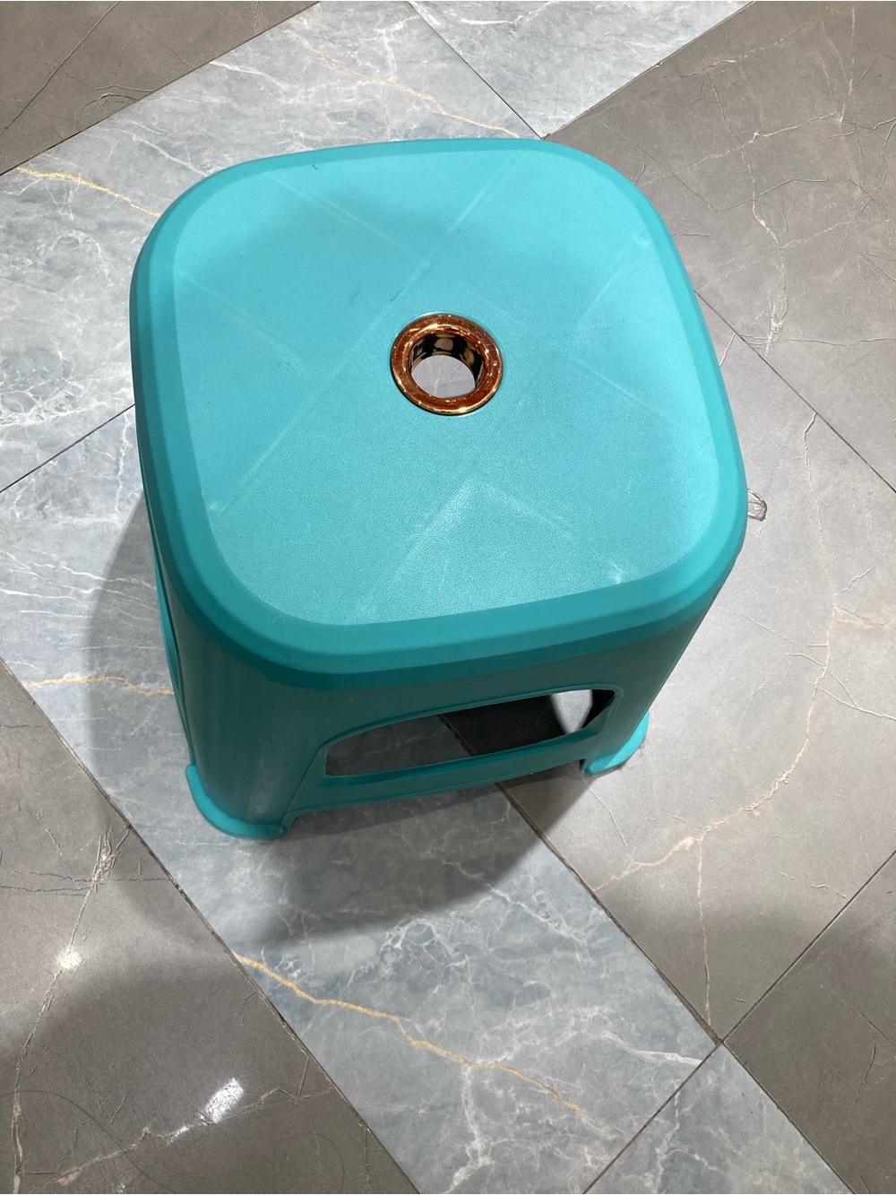 Aqua Plastic Step Stool with Built-In Handle